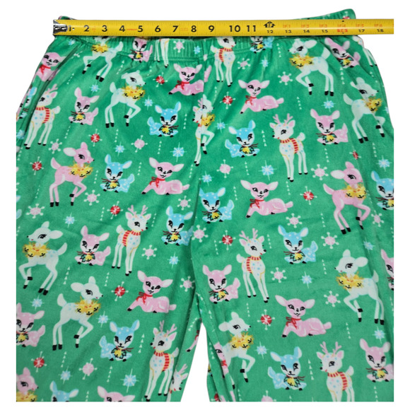 Holiday Time Wom LG Vtg MCM Inspired Reindeer Christmas Pajama PJ Set Velour EUC - Picture 3 of 9